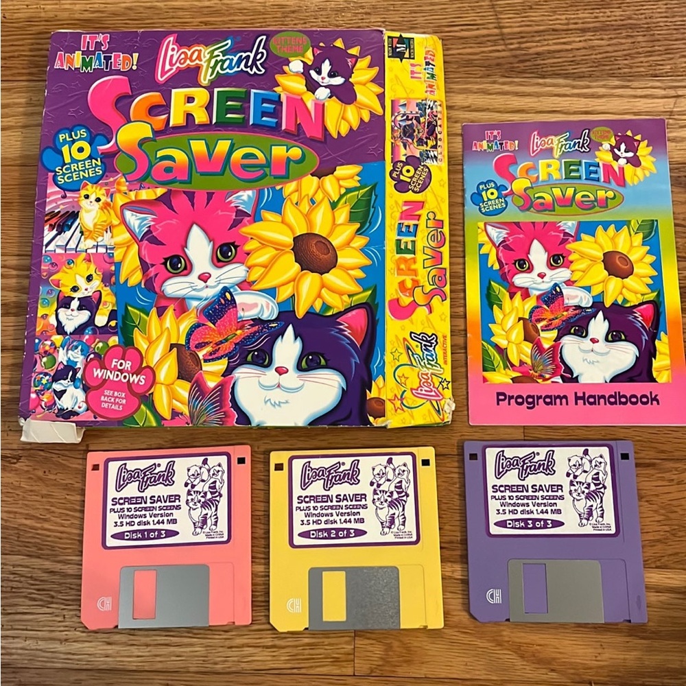 Lisa Frank Screen Saver set from the 90s for Windows 95! Vintage software disks